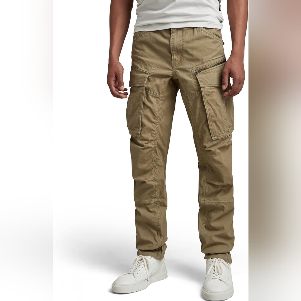 RAW Mens GStar Rovic Zip 3D Tan Straight Taper Cargo Pants Size 38/32